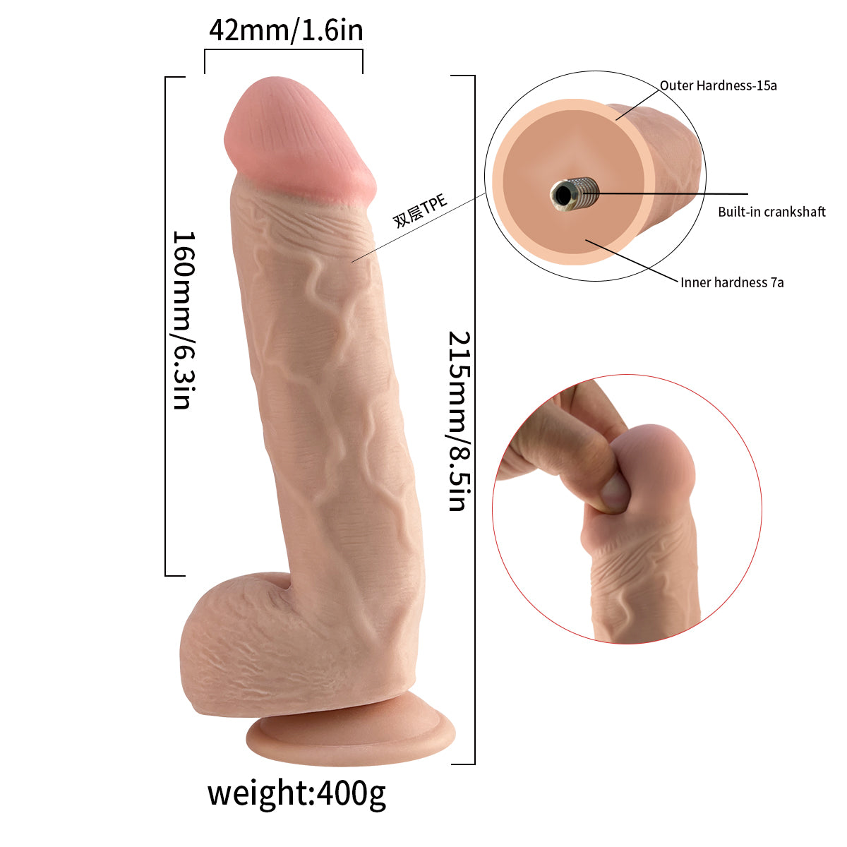 Ultra Realistic 8.5" Dildo with Balls