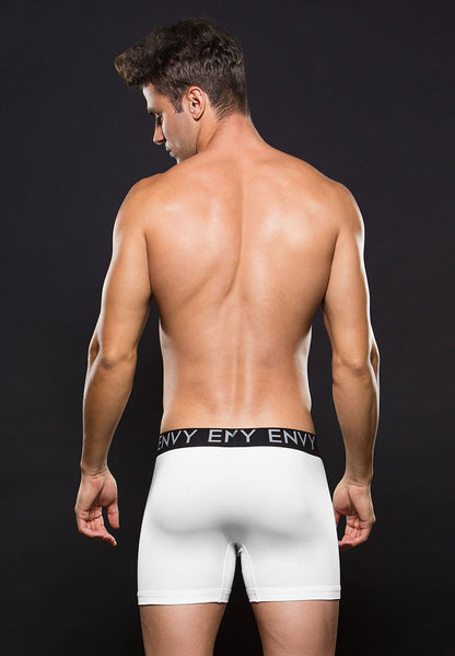 Envy E045-WHT Micro Low Rise Elastic Boxer w Logo - M/L - White