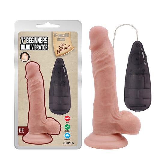 T-skin Real Beginners 7" Realistic Vibrating Dildo with Balls