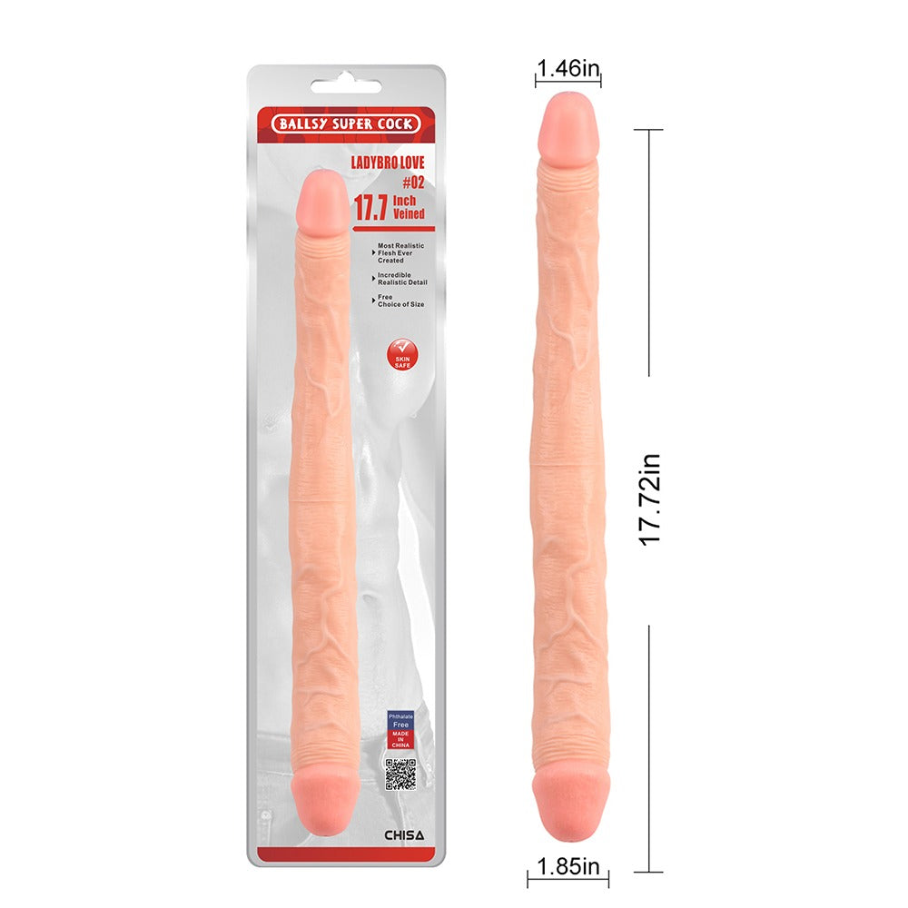 Ballsy Super Cock Lovebro 17.7" Tapered Double Ended Dildo #2