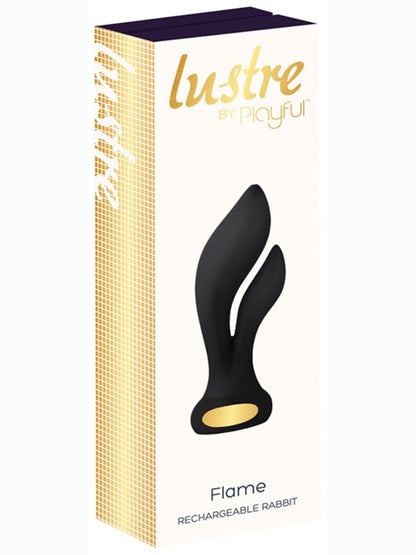 Lustre by Playful Flame Rechargeable Rabbit Vibrator - Black