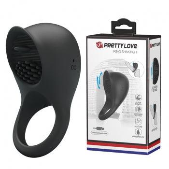 Pretty Love Rechargeable Ring Shaking II Cock Ring with Clit Licking
