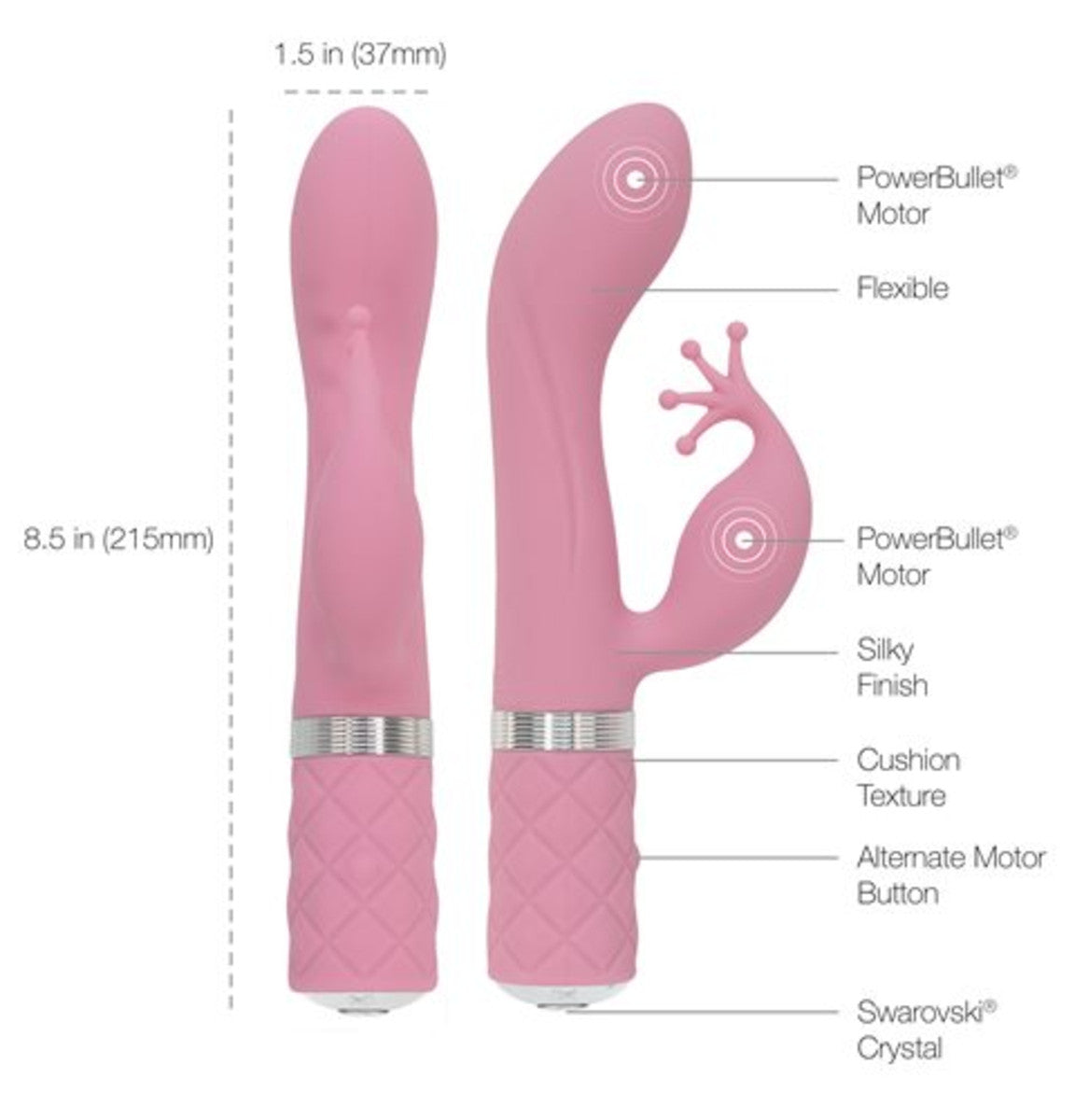 BMS Pillow Talk Kinky Rechargeable Vibrator - Pink