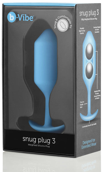 b-Vibe Snug Plug 3 Weighted Silicone Butt Plug - Teal