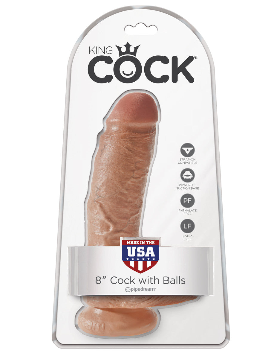 Pipedream King Cock 8" Cock with Balls - Tan