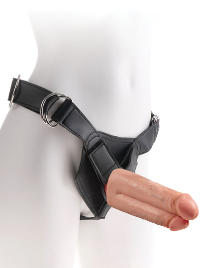 Pipedream King Cock Strap-on Harness with 7" Two Cocks One Hole - Light