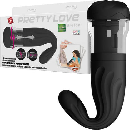 Pretty Love by Baile Rechargeable Thrusting Masturbator Breton - Black & Clear