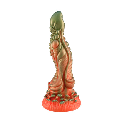Liquid Silicone 9.8'' Large Dragon Dildo - Orange & Green