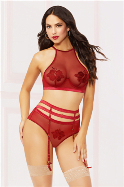 Seven 'Til Midnight 10881 La Vie En Rose Bra Set - Medium - Burgundy