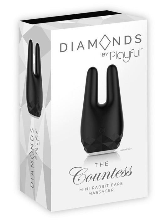 Diamonds by Playful The Countess Mini Rabbit Ears Massager - Black