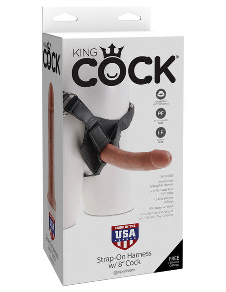 Pipedream King Cock Strap-On Harness with 8" Cock - Tan