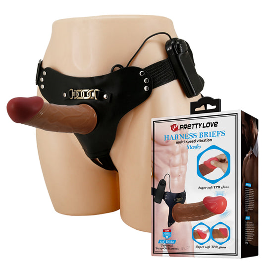 Pretty Love Starks 6.9" Vibrating Strap On Harness Briefs