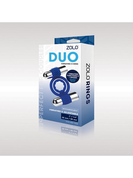 Zolo Duo Rechargeable Vibrating C-Ring - Blue