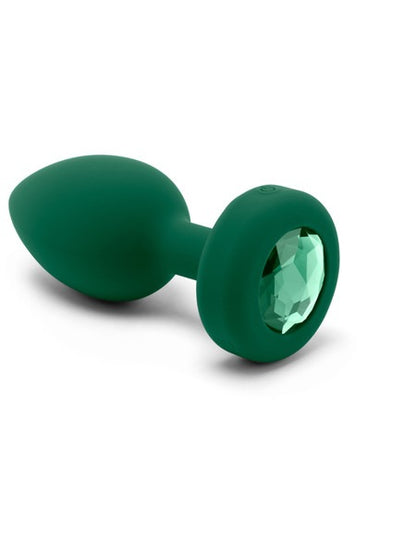 b-Vibe Rechargeable Jewel Plug with Remote - M/L - Emerald