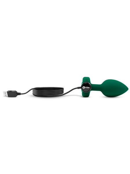 b-Vibe Rechargeable Jewel Plug with Remote - M/L - Emerald