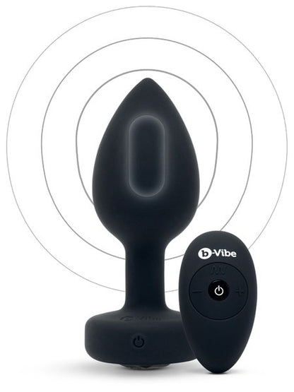 b-Vibe Rechargeable Jewel Plug with Remote - M/L - Black Diamond