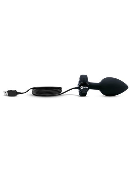 b-Vibe Rechargeable Jewel Plug with Remote - M/L - Black Diamond