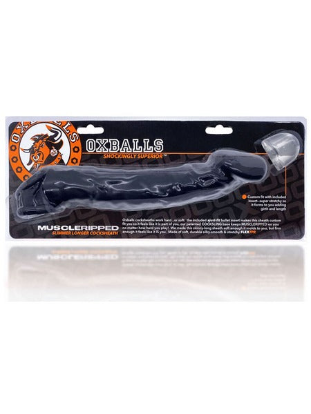 Oxballs Muscle Ripped Slimer Longer Cocksheath Penis Sleeve - Black