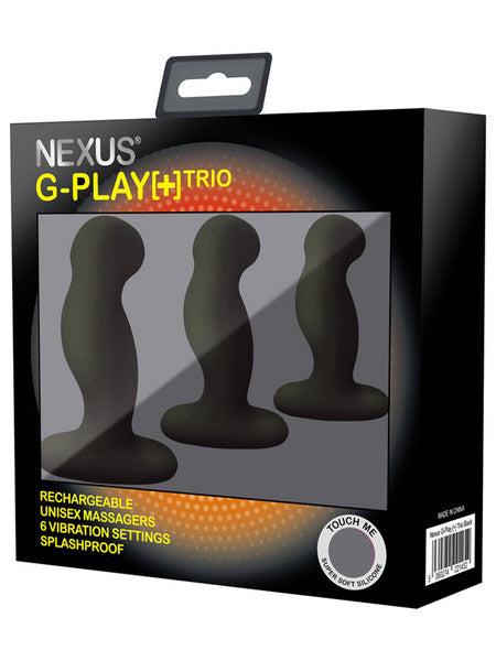 Nexus G-Play Plus Trio Rechargeable G-Spot/P-Spot Vibrator Kit - S/M/L - Black