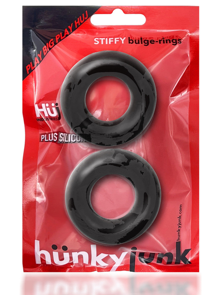 hunkyjunk by Oxballs Stiffy Bulge Cockring 2pk - Tar Ice