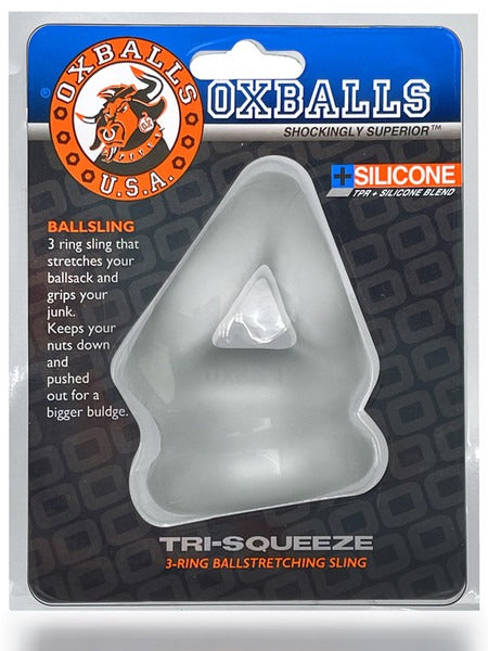 Oxballs Tri-Squeeze 3-Ring Cock Sling &amp; Ball Stretcher - Ice