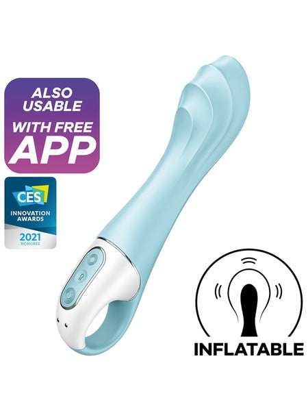 Satisfyer Air Pump 5+ Inflatable G-Spot Vibrator with App Control - Turquoise