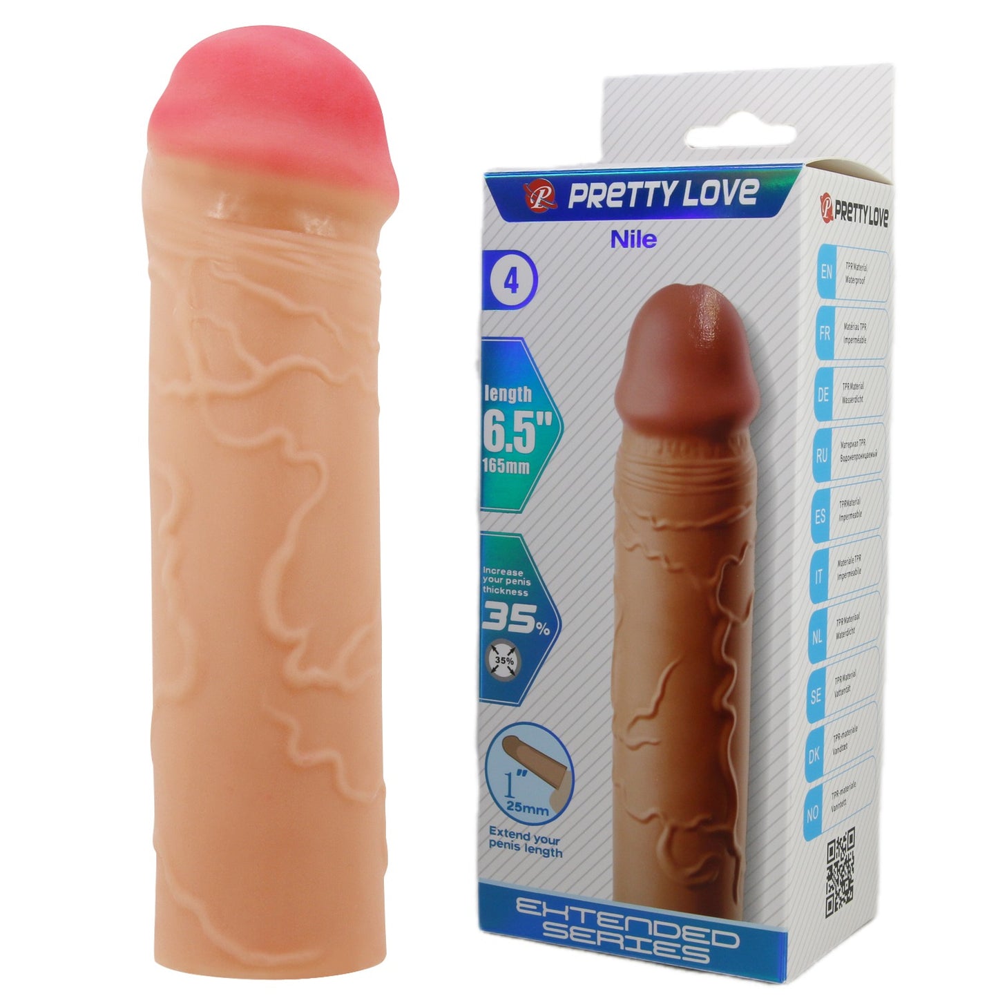 Pretty Love Nile 1" Extended Series Penis Sleeve