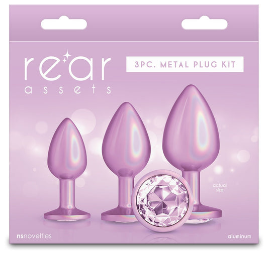 NS Novelties Rear Assets 3pc Holographic Metal Plug Kit
