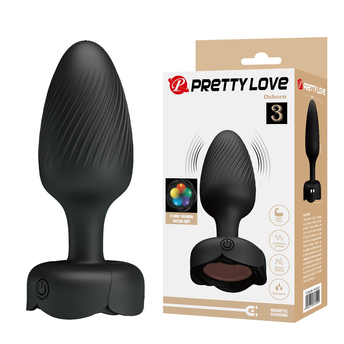 Pretty Love Osborn 3 Rechargeable LED Light Butt Plug