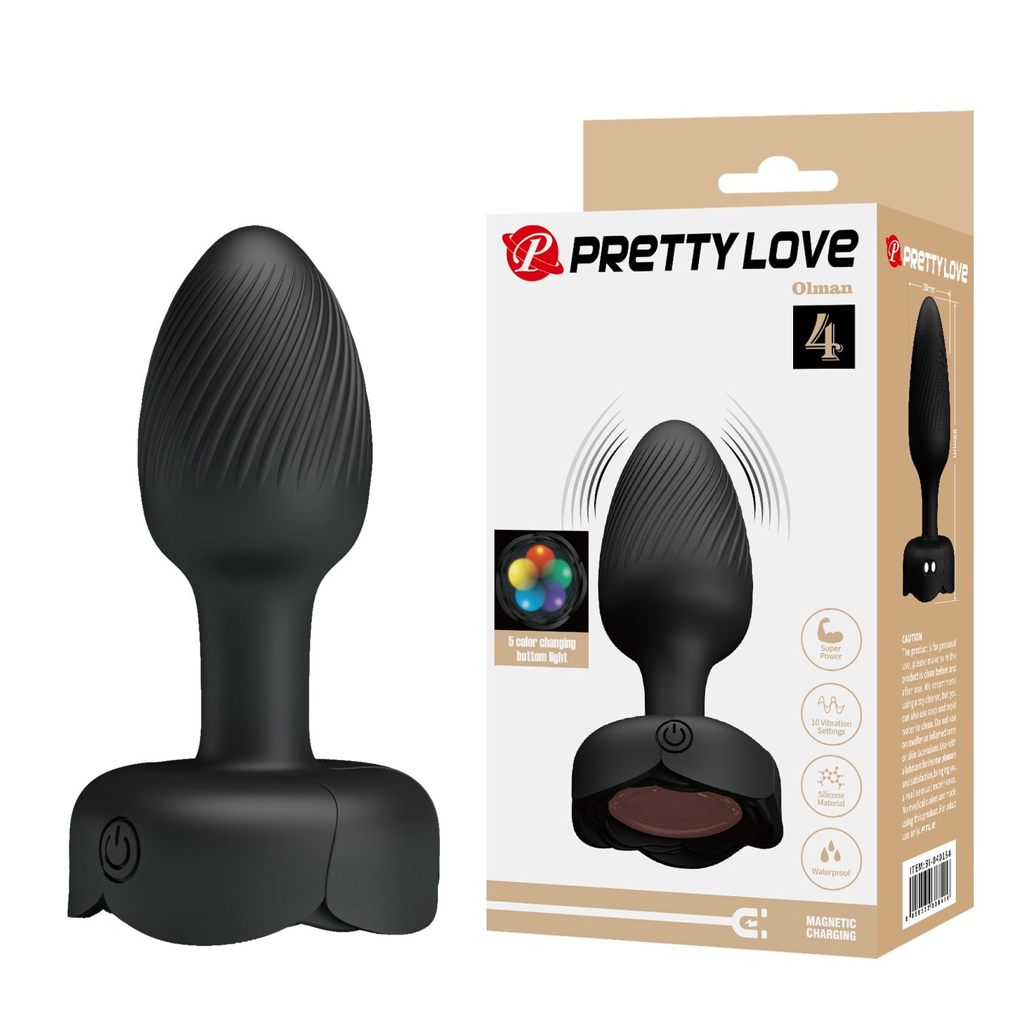 Pretty Love Olman 4 Rechargeable LED Light Butt Plug