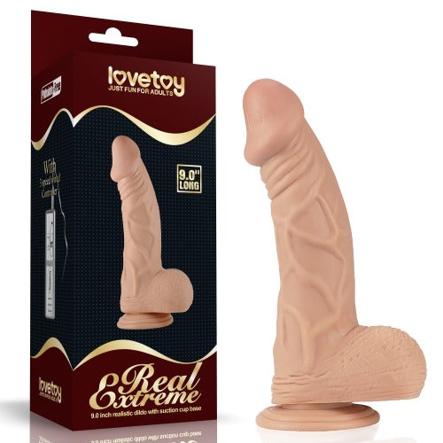 Lovetoy Real Extreme 9.0'' Realistic Dildo with Suction Cup Base - Light