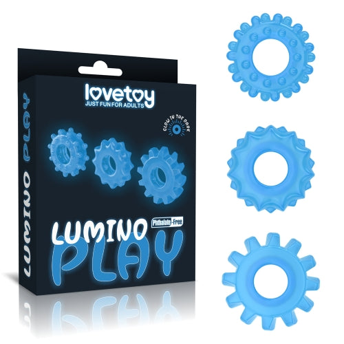 Lovetoy Products Lumino Play 3pc Cock Rings - Glow in the Dark