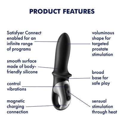 Satisfyer Hot Passion Rechargeable Heated Anal Vibrator with App Control - Black