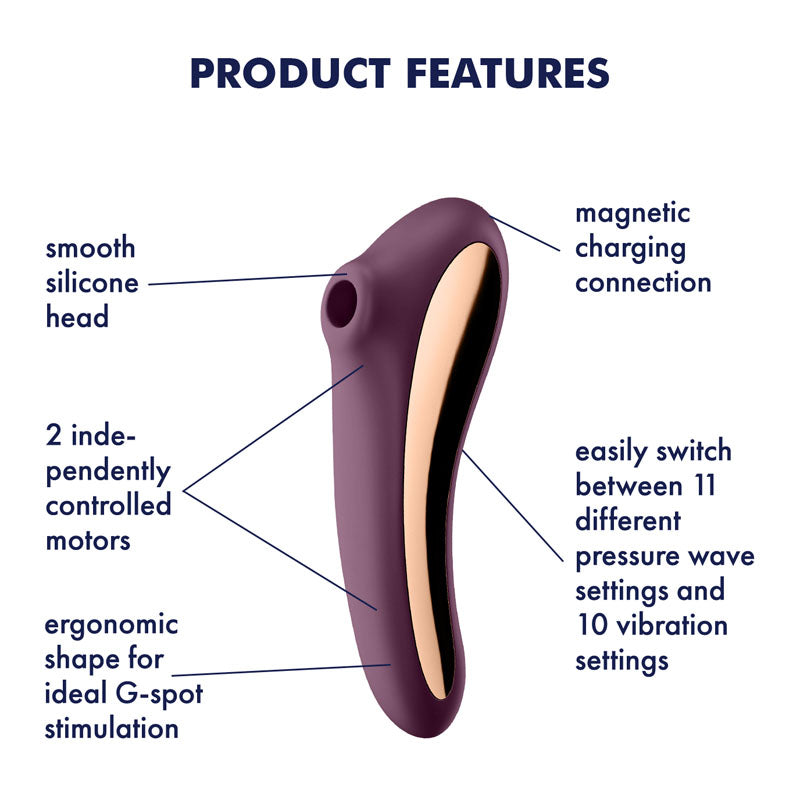 Satisfyer Dual Kiss Rechargeable Air Pulse Vibrator - Purple