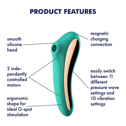 Satisfyer Dual Kiss Rechargeable Air Pulse Vibrator - Green