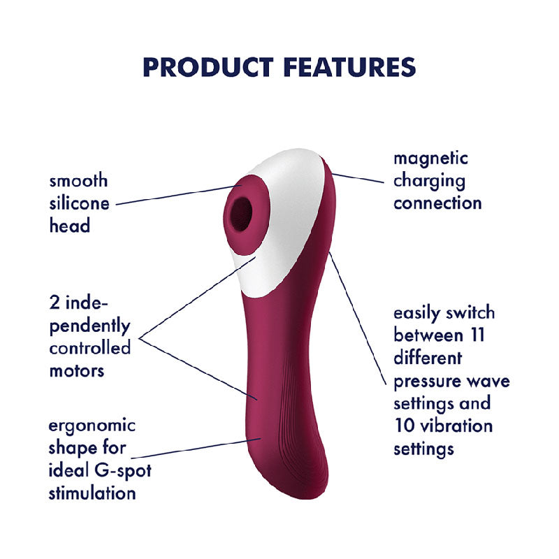 Satisfyer Dual Crush Rechargeable Air Pulse Vibrator - Deep Red