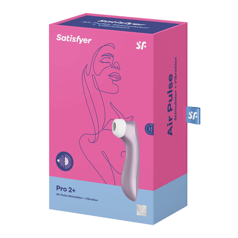 Satisfyer Pro 2+ Rechargeable Air Pulse Clitoral Stimulator + Vibration - Purple