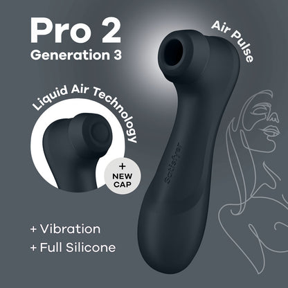 Satisfyer Pro 2 Generation 3 Rechargeable Double Air Pulse Clitoral Stimulator + Vibration - Black