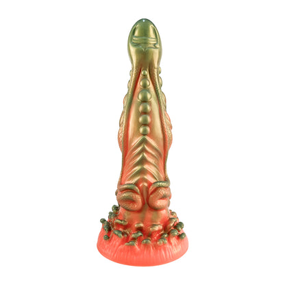 Liquid Silicone 9.8'' Large Dragon Dildo - Orange & Green