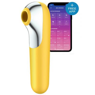 Satisfyer Dual Love Rechargeable Air Pulse Vibrator with App Control - Yellow