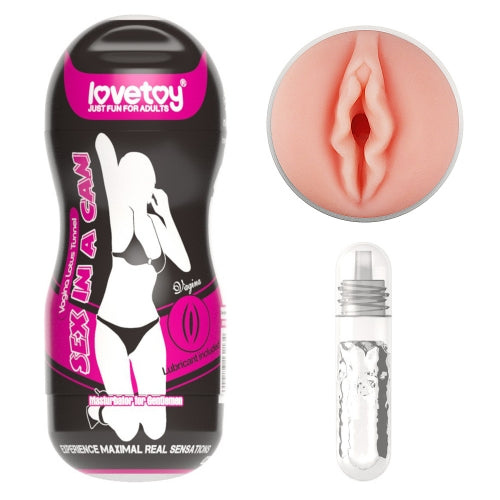 Lovetoy Products Sex In A Can Lotus Tunnel Masturbator  - Vagina - Pink Can