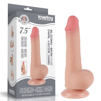 Lovetoy Sliding Skin Dual Layer Dong 7.5" - Light