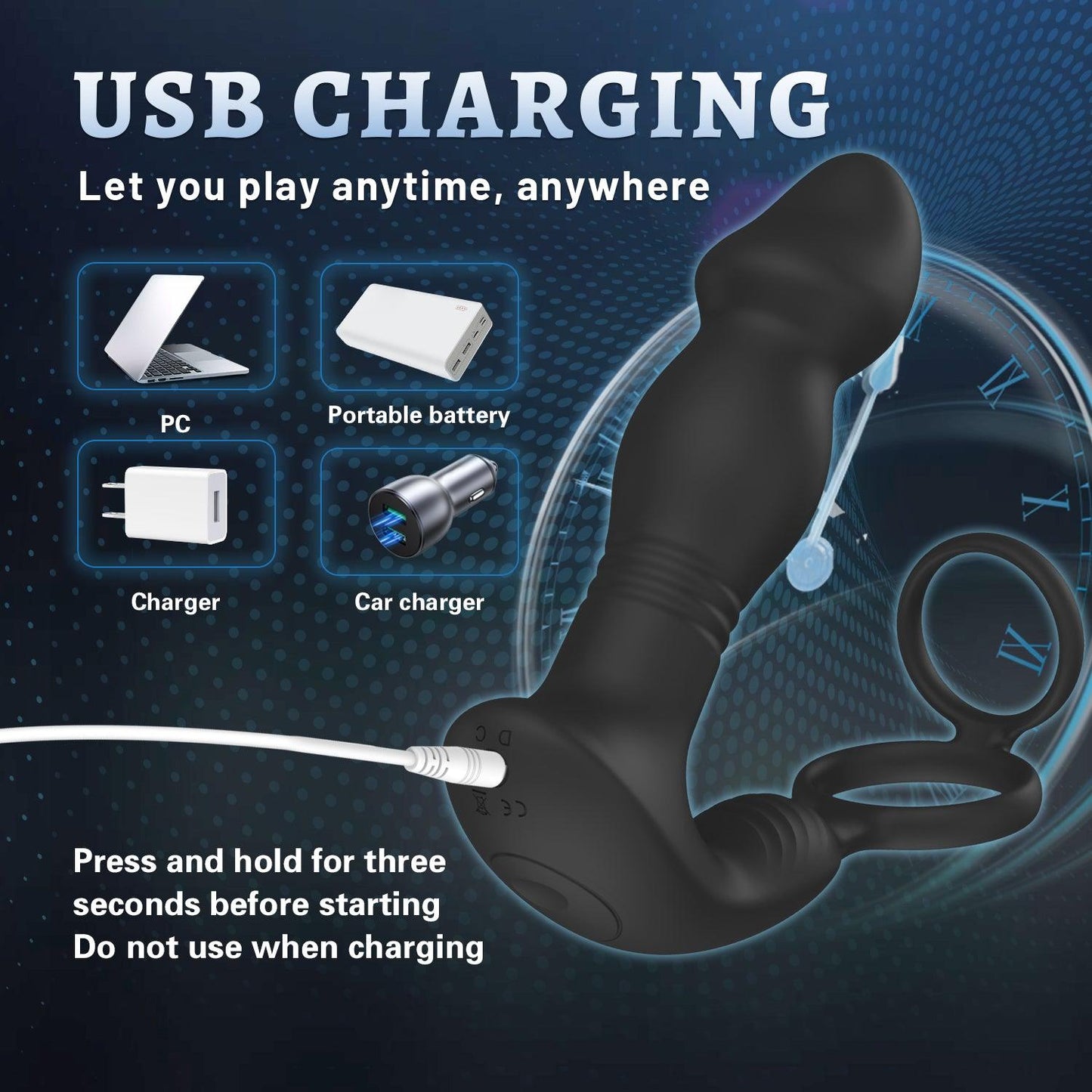 y.Love Remote Control Rotating & stroking Prostate Massager with Cock & Ball Ring