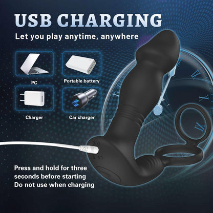y.Love Remote Control Rotating & stroking Prostate Massager with Cock & Ball Ring