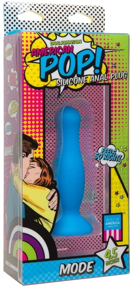 Doc Johnson American Pop! Mode 4.5" Silicone Anal Plug - Blue