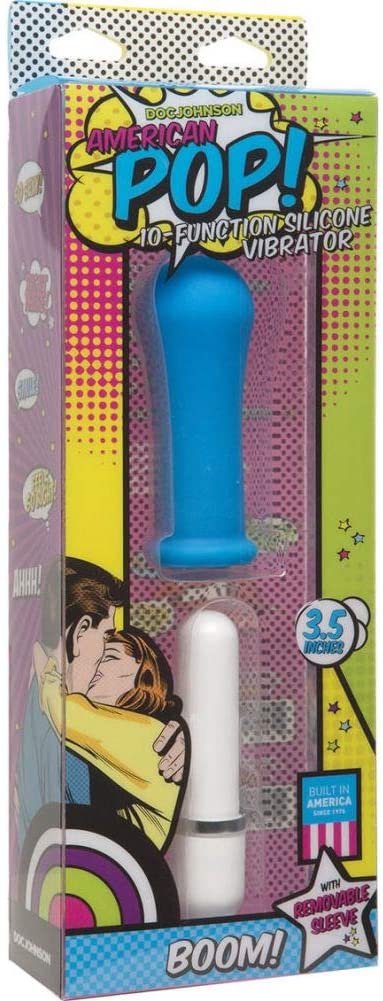 Doc Johnson American Pop! Boom 10 Function Silicone Vibrator - Blue