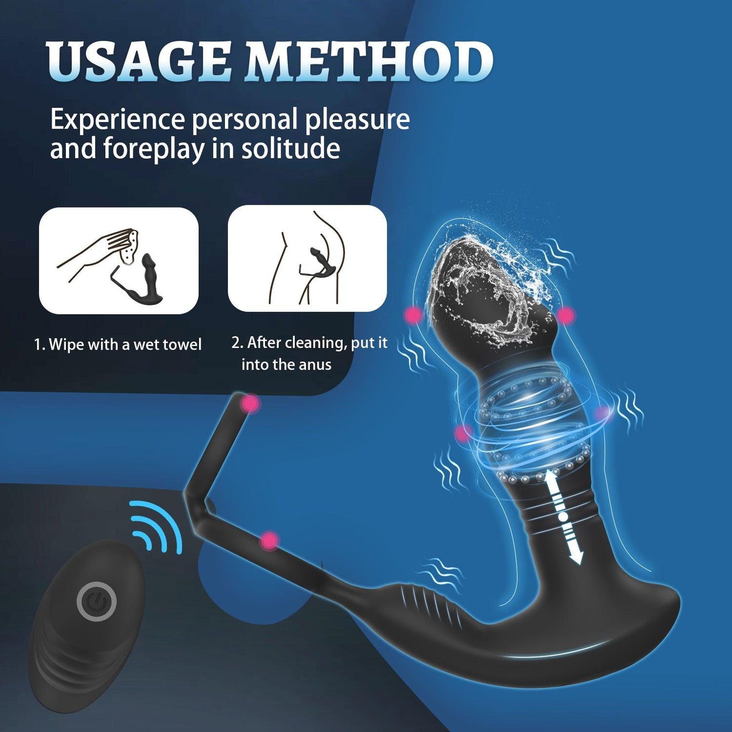 y.Love Remote Control Rotating & stroking Prostate Massager with Cock & Ball Ring