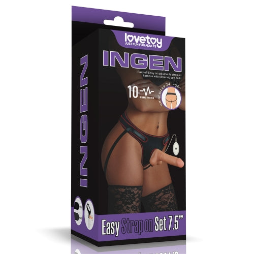 Lovetoy Products Ingen Easy Strap On with Balls Vibrating Set 7.5"