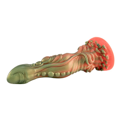 Liquid Silicone 9.8'' Large Dragon Dildo - Orange & Green