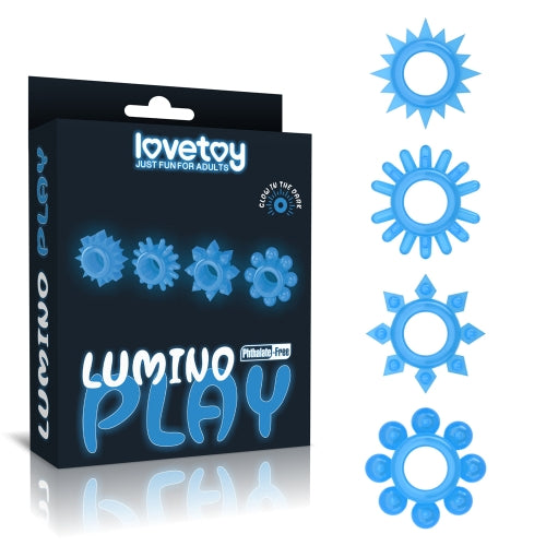 Lovetoy Products Lumino Play 4pc Cock Rings - Glow in the Dark